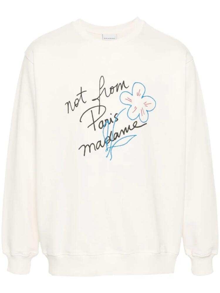 Drôle De Monsieur text-print cotton sweatshirt - Neutrals Cover