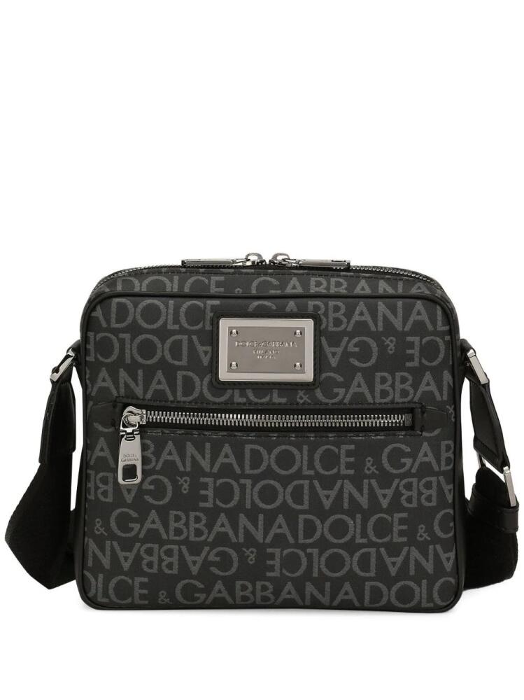 Dolce & Gabbana logo-print jacquard zipped shoulder bag - Grey Cover