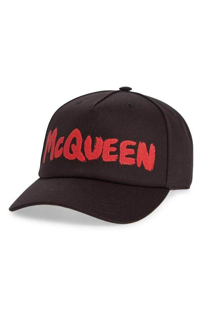 Alexander McQueen New Graffiti Logo Baseball Cap in Black/Red Cover