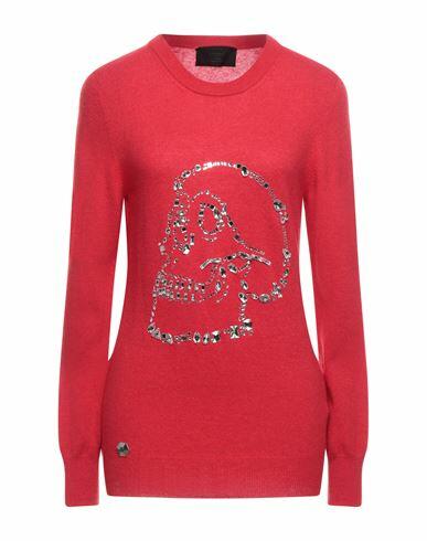 Philipp Plein Woman Sweater Red Polyamide, Wool, Cashmere, Glass Cover