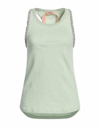 N°21 Woman Tank top Light green Cotton, Glass, Silicone Cover