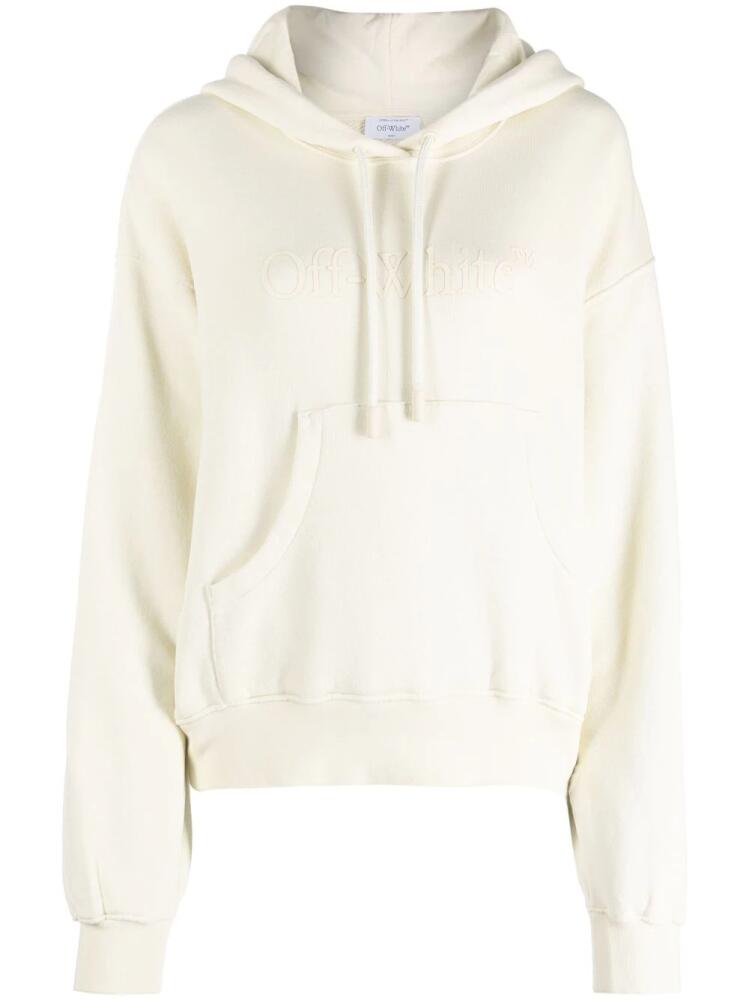 Off-White logo-print cotton hoodie - Neutrals Cover