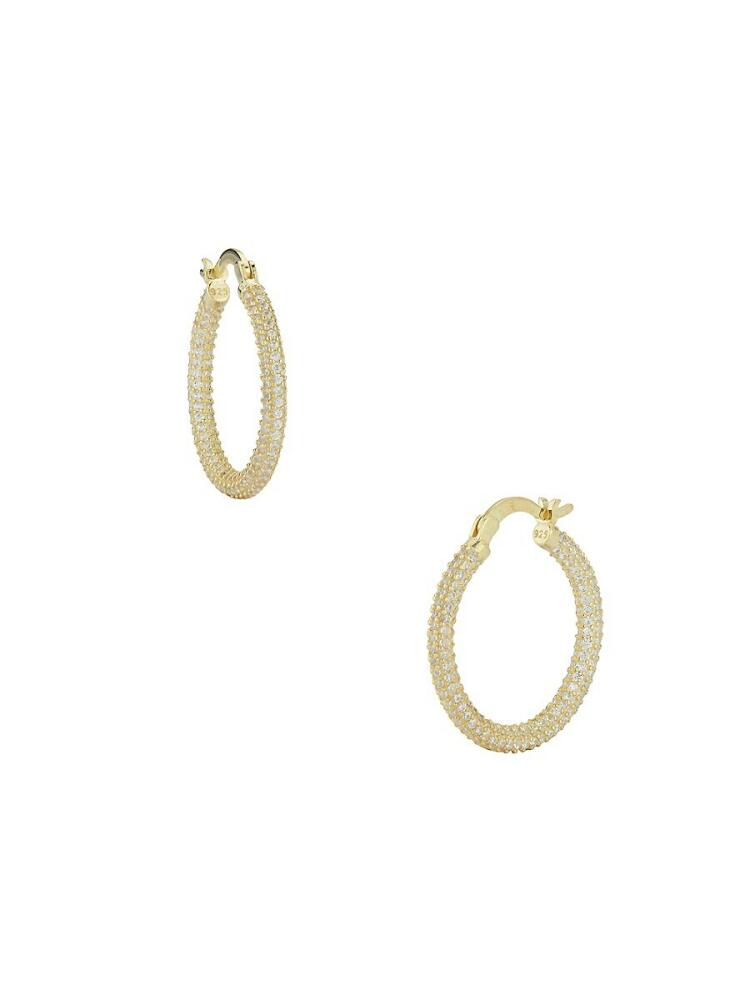 SPHERA MILANO Women's 14K Goldplated Sterling Silver & Pavé Cubic Zirconia Hoop Earrings Cover