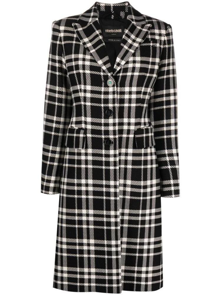 Roberto Cavalli checked single-breasted coat - Black Cover