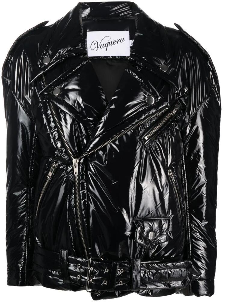 Vaquera high-shine biker jacket - Black Cover