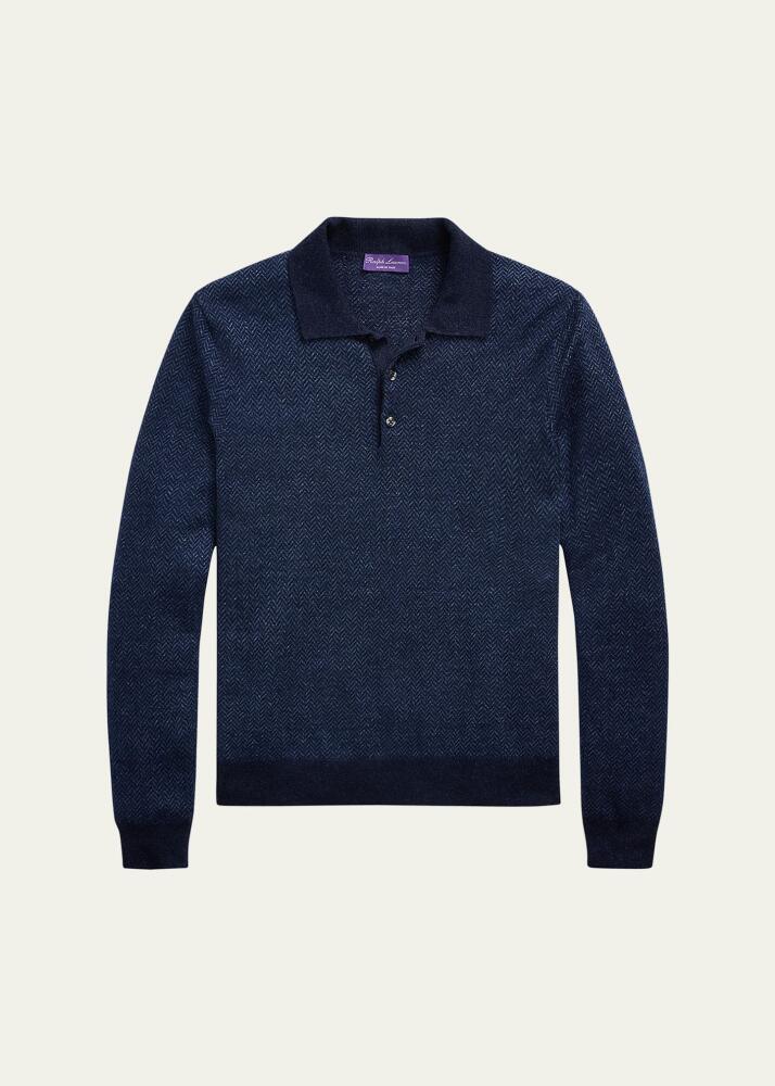 Ralph Lauren Purple Label Men's Cashmere Linen Polo Sweater Cover