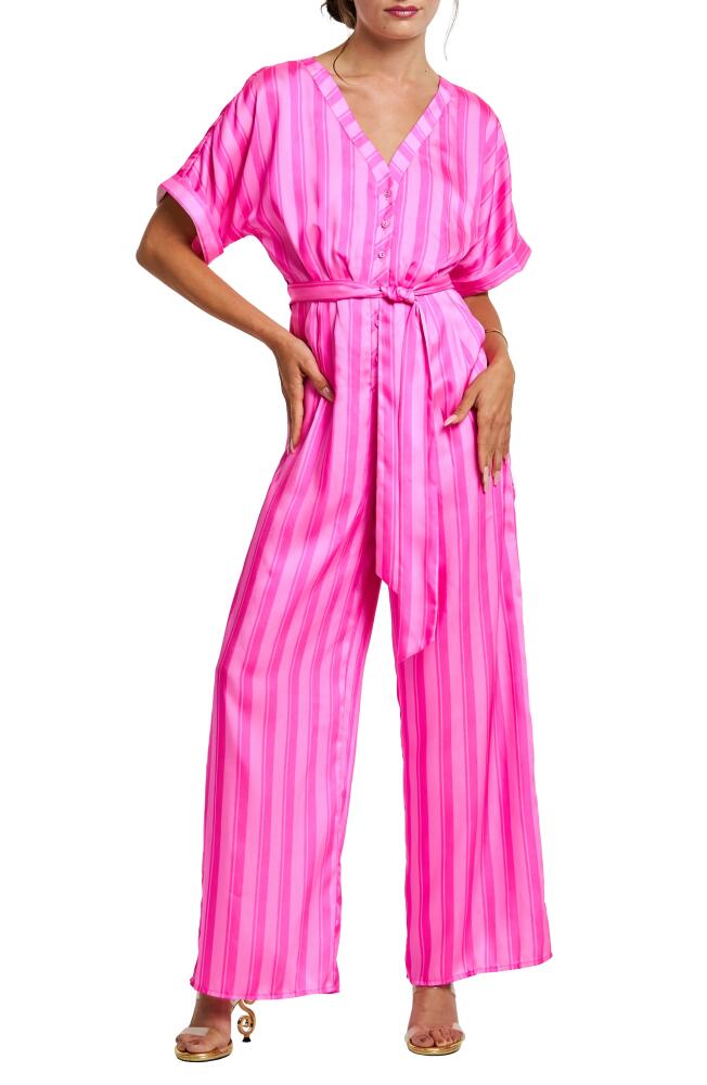 CIEBON Naya Variegated Tonal Stripe Jumpsuit in Fuchsia Cover