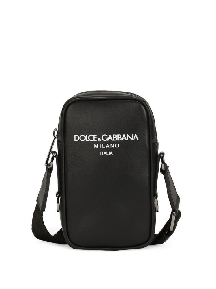 Dolce & Gabbana logo-print leather shoulder bag - Black Cover