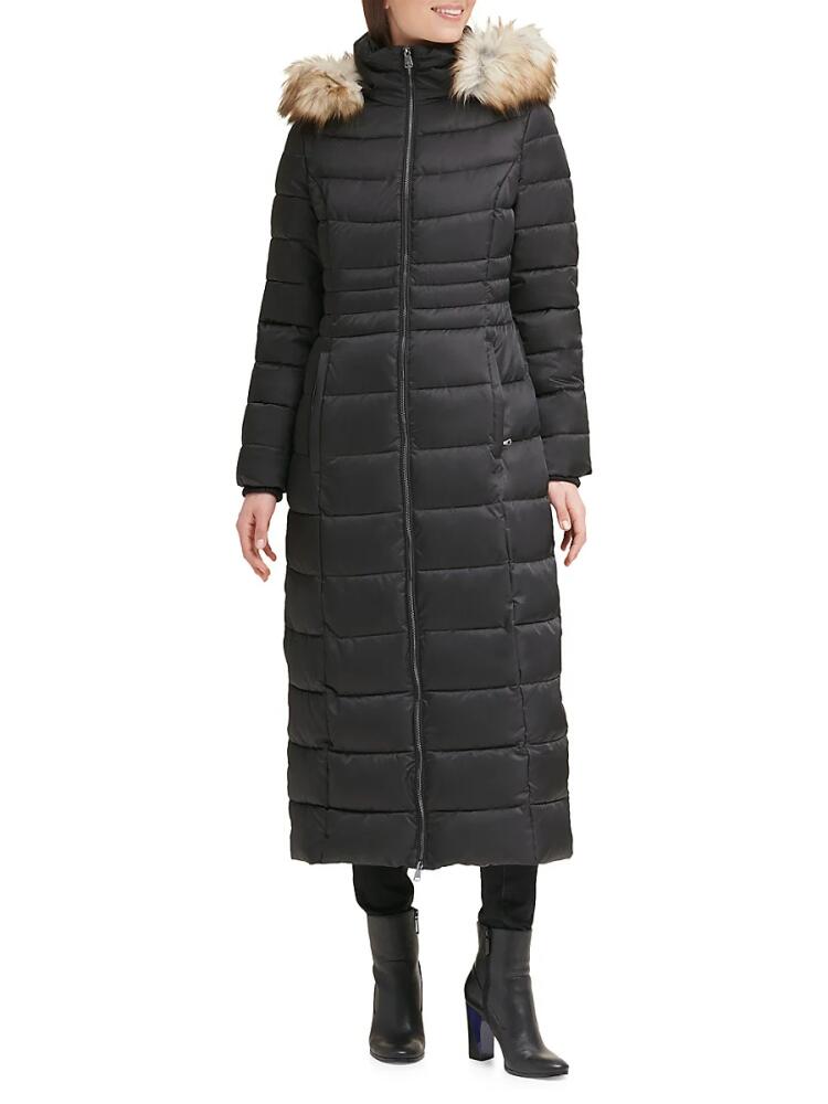 Kenneth Cole Women's Faux Fur-Trim Maxi Puffer - Black Cover