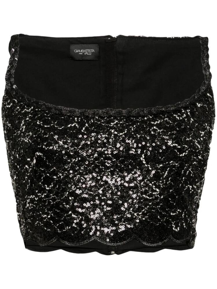 Giambattista Valli sequin-embellishment scallop-hem tank top - Black Cover