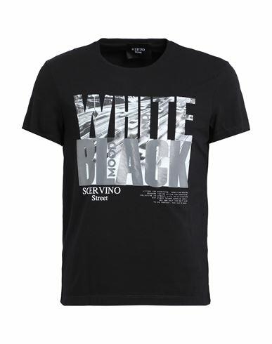 Scervino Man T-shirt Black Cotton, Elastane Cover