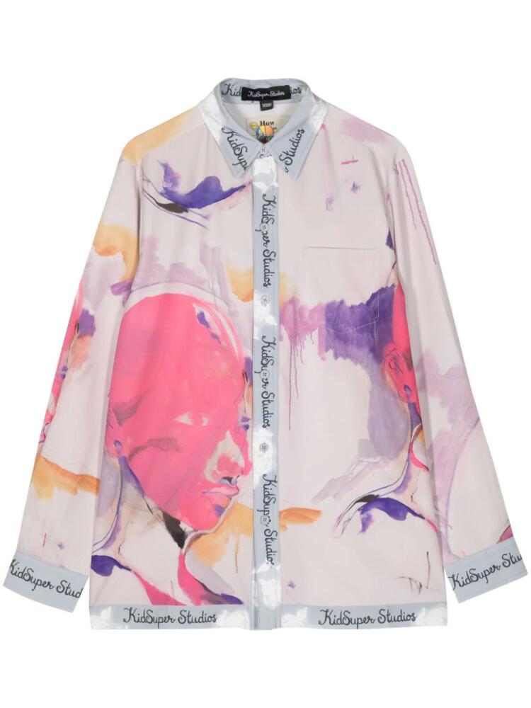 KidSuper logo-trim painterly-print shirt - Pink Cover