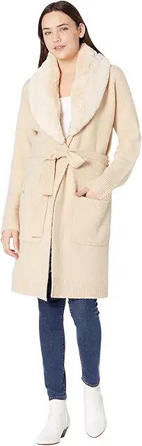 Joe's Jeans Solange Cardigan w/ Detachable Faux Fur (Cream) Women's Clothing Cover