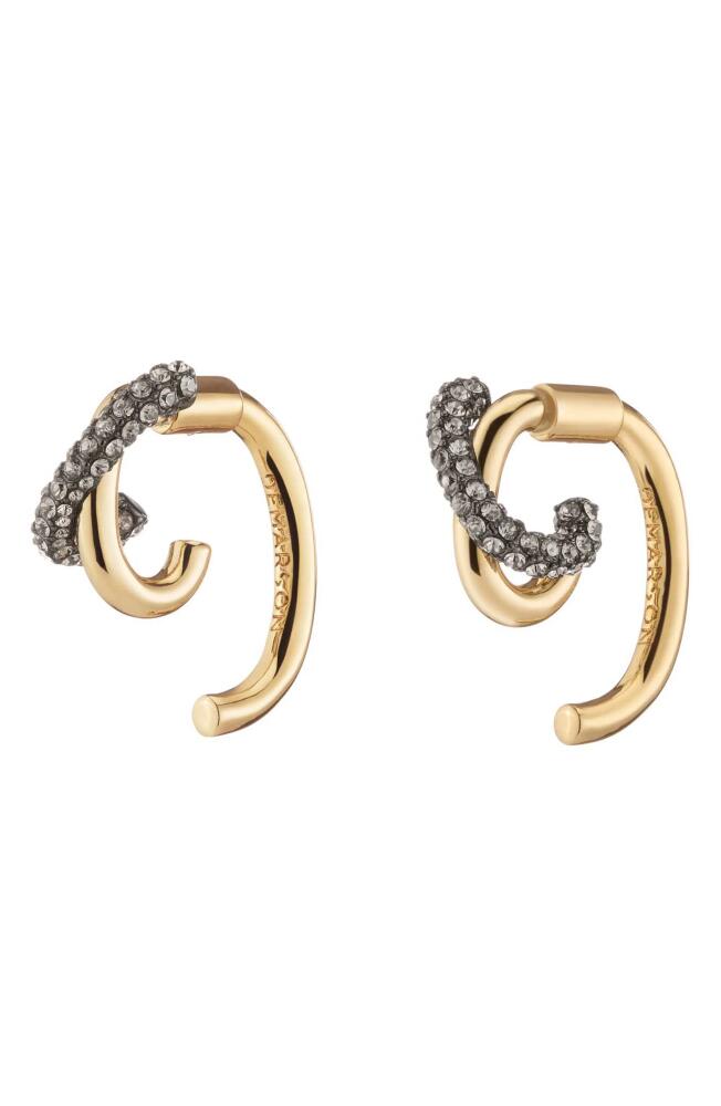 DEMARSON Mini Axis Luna Hoop Earrings in 12K Gold/crystal Velvet Cover