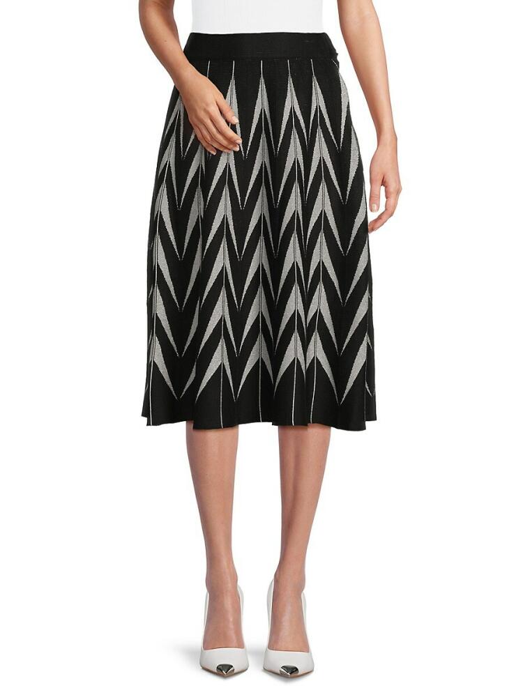 YAL New York Women's Chevron Midi Skirt - Silver Cover