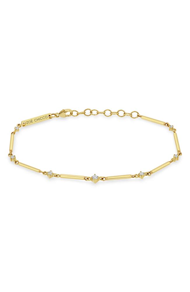 Zoë Chicco Gold Bar & Graduated Prong Diamond Bracelet in 14K Yellow Gold Cover