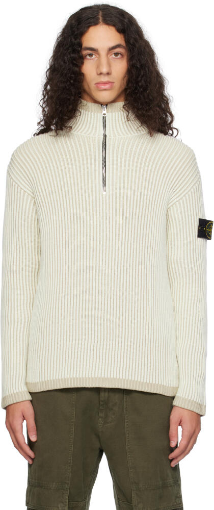 Stone Island Beige 516C1 Vanisé Full Rib RWS Wool Sweater Cover