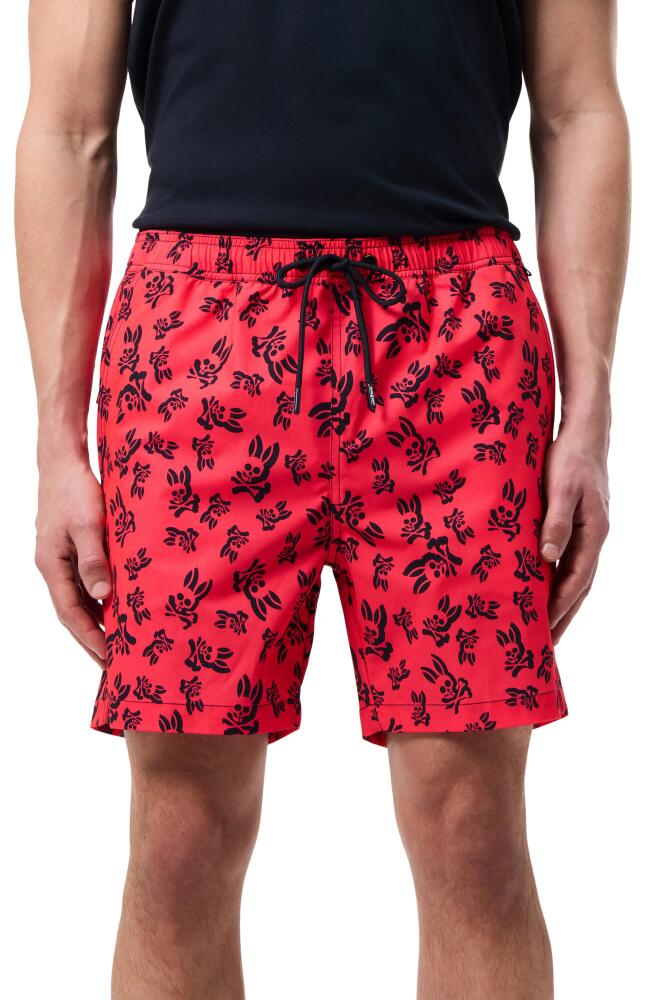 Psycho Bunny Groves Print Swim Trunks in Diva Pink Cover