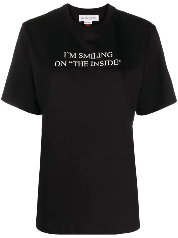 Victoria Beckham slogan-print organic cotton T-shirt - Black Cover