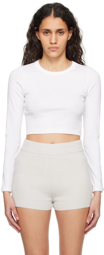 FLORE FLORE White Max Crop Long Sleeve T-Shirt Cover