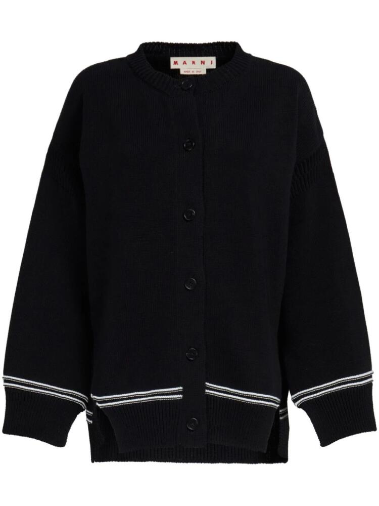 Marni intarsia-knit logo cotton cardigan - Black Cover