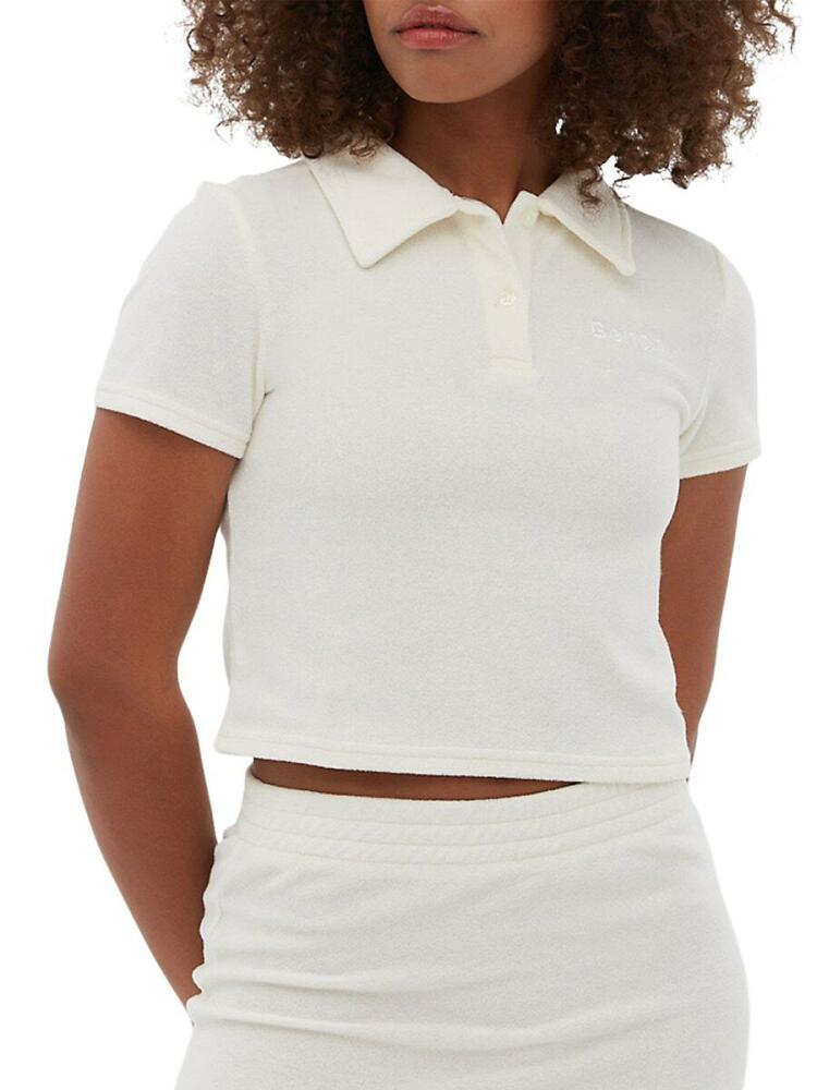 Bench. Women's Filby Terry Cropped Polo - Marshmallow Cover