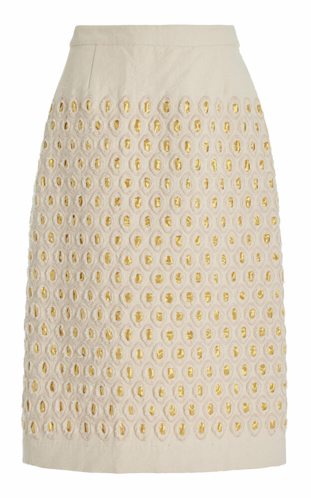 Diotima - Proper Embroidered Cotton Midi Skirt - White Cover