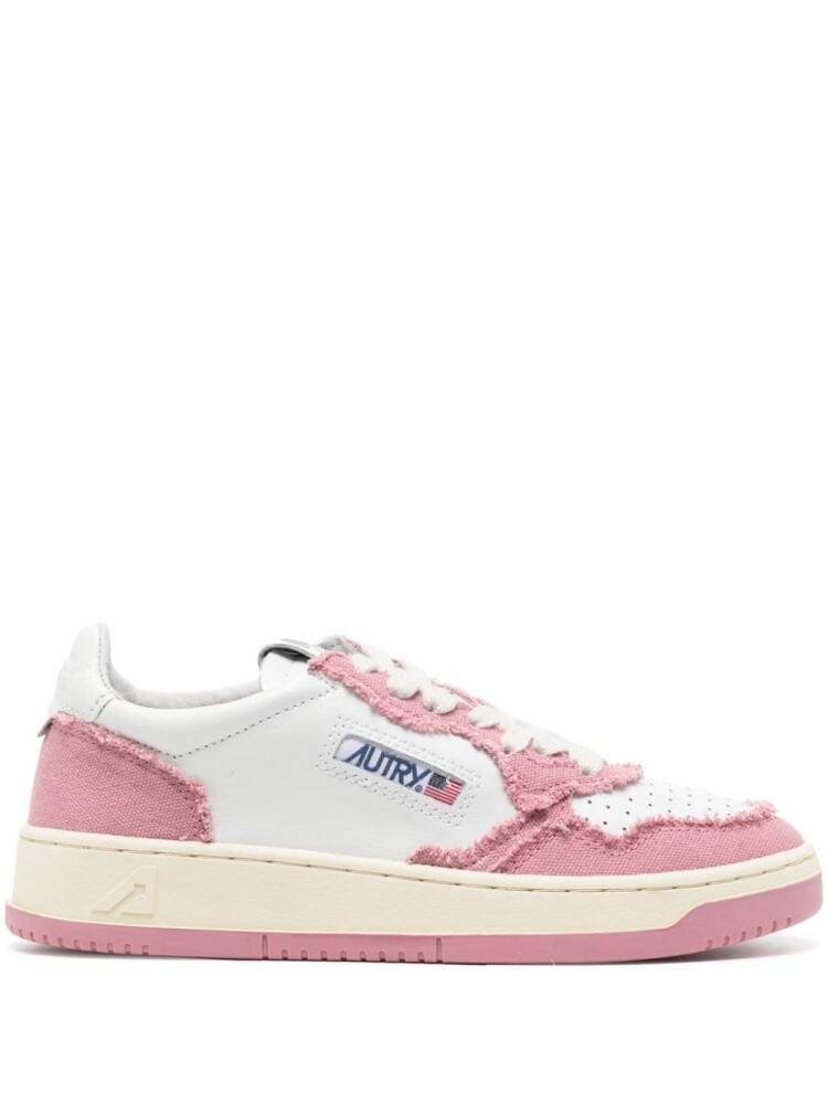 Autry Medalist frayed-trim leather sneakers - Pink Cover