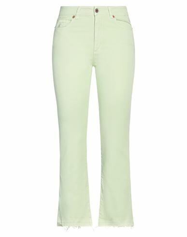 Avantgar Denim By European Culture Woman Pants Light green Cotton, Polyester, Elastane Cover