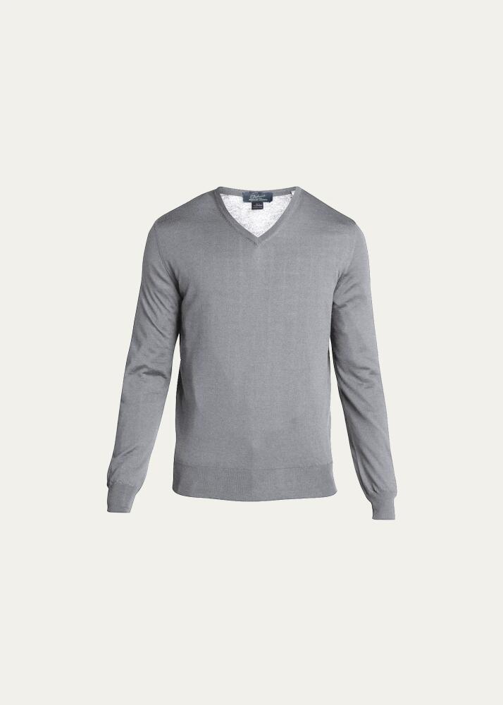 Bergdorf Goodman Men's Solid Cashmere V-Neck Sweater Cover