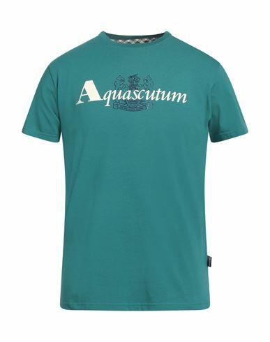 Aquascutum Man T-shirt Deep jade Cotton, Elastane Cover