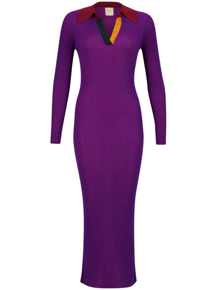 PAULA long-sleeve knitted maxi dress - Purple Cover