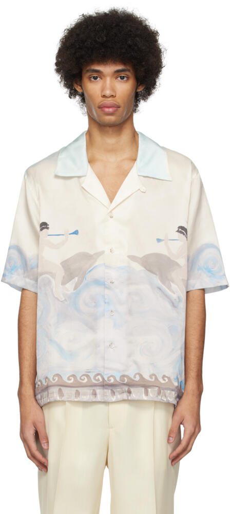 COMMAS Blue & Beige Boxy Shirt Cover