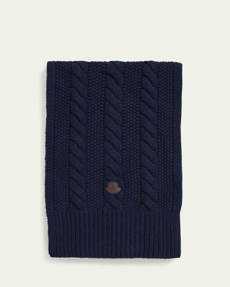 Moncler Men's Wool-Cashmere Chunky Cable Scarf Cover