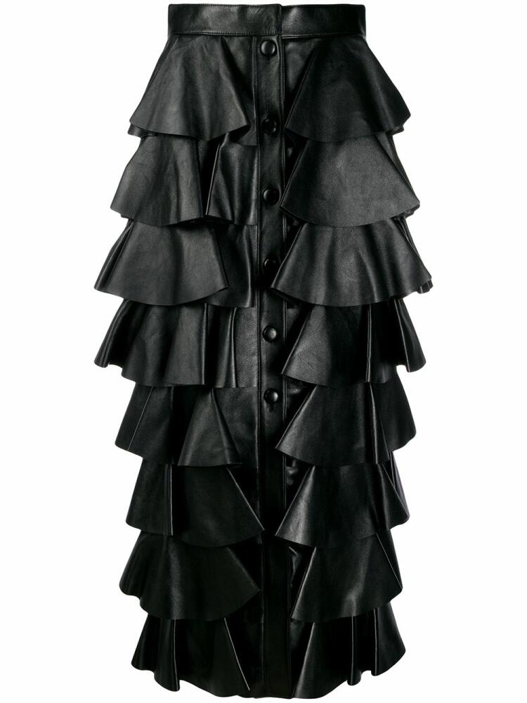 Saint Laurent tiered-design midi skirt - Black Cover