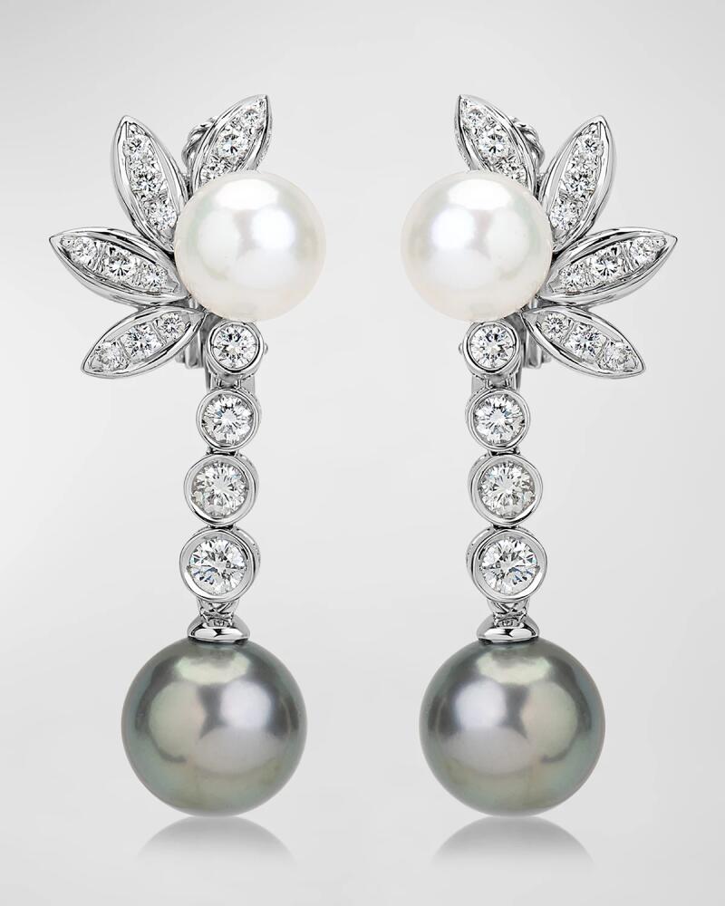 Andreoli 18K White Gold Tahitian Pearl and Diamond Earrings Cover