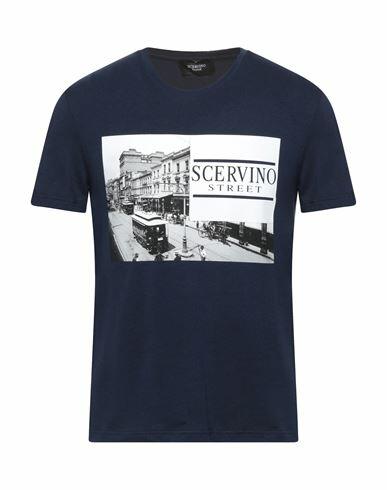 Ermanno Scervino Man T-shirt Midnight blue Cotton, Elastane Cover