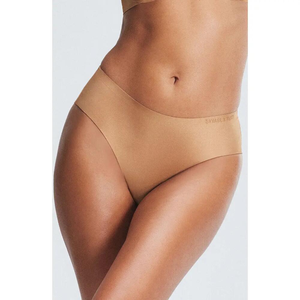 SAVAGE X FENTY Microfiber No-Show Hipster Briefs in Sweet Latte Nude Cover