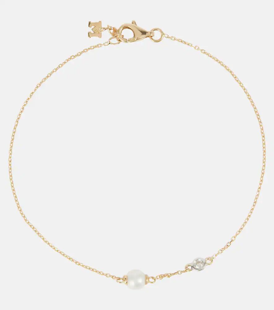 Mateo 14kt gold chain bracelet with diamonds and pearls Cover