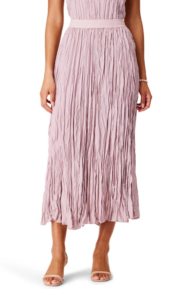 NIC+ZOE Crinkle Crush Plissé Midi Skirt in Blushed Khaki Cover