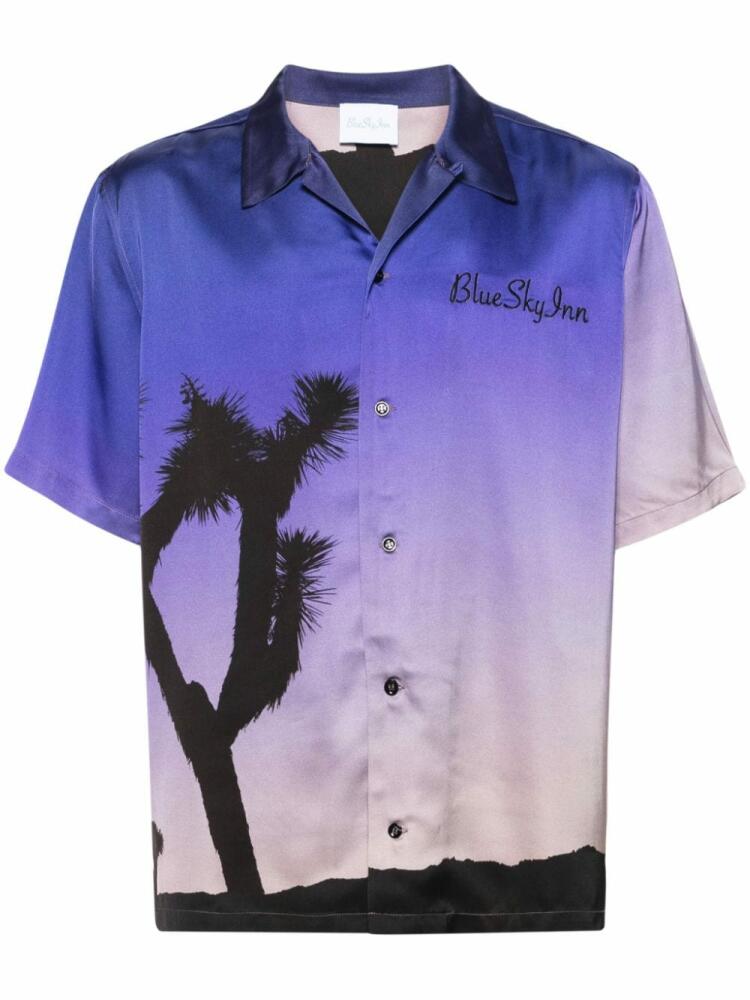 BLUE SKY INN palm tree-print ombré shirt - Purple Cover