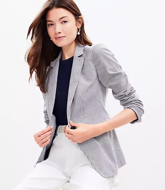 Loft Seersucker Tailored Blazer Cover