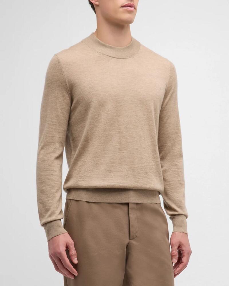 Neiman Marcus Men's Worsted Cashmere Mock-Neck Pullover Cover