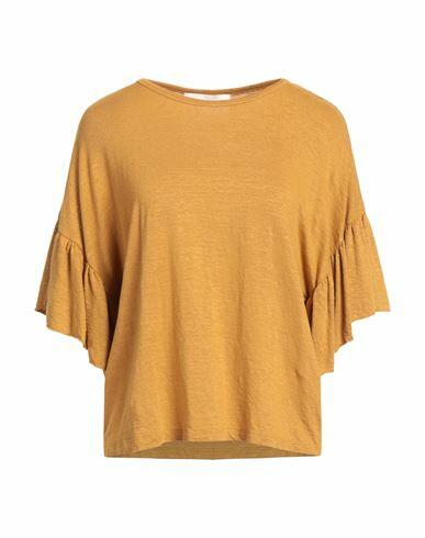 8pm Woman T-shirt Mustard Linen, Elastane Cover