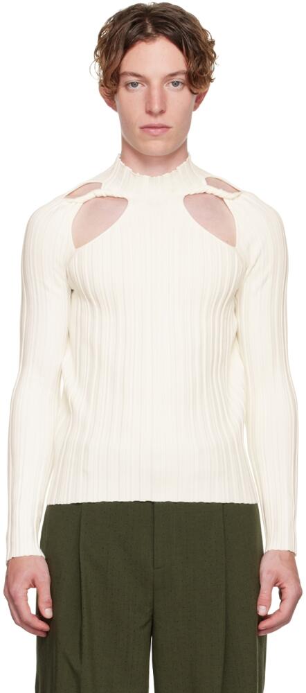 Dion Lee SSENSE Exclusive White Collarbone Skivvy Sweater Cover