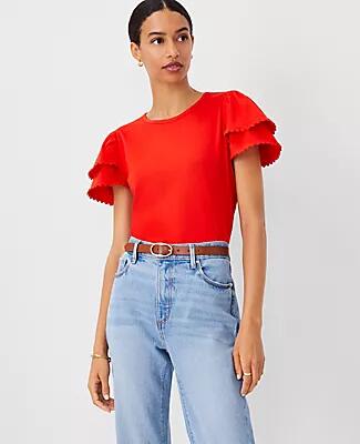 Ann Taylor Ric Rac Trim Pima Cotton Tee Cover