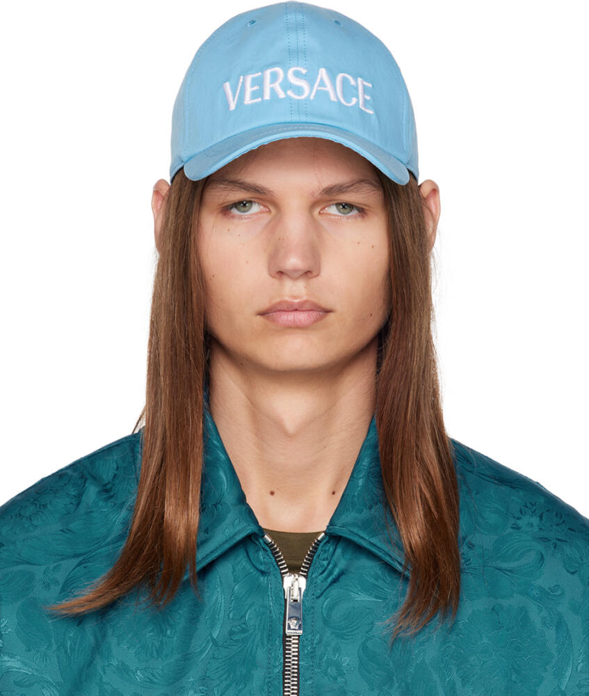 Versace Blue Embroidered Cap Cover