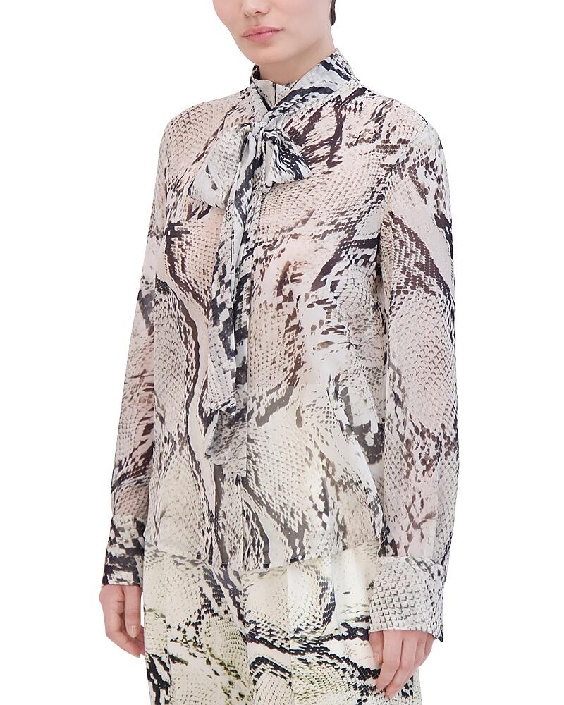 Bcbgmaxazria Printed Tie Neck Blouse Cover