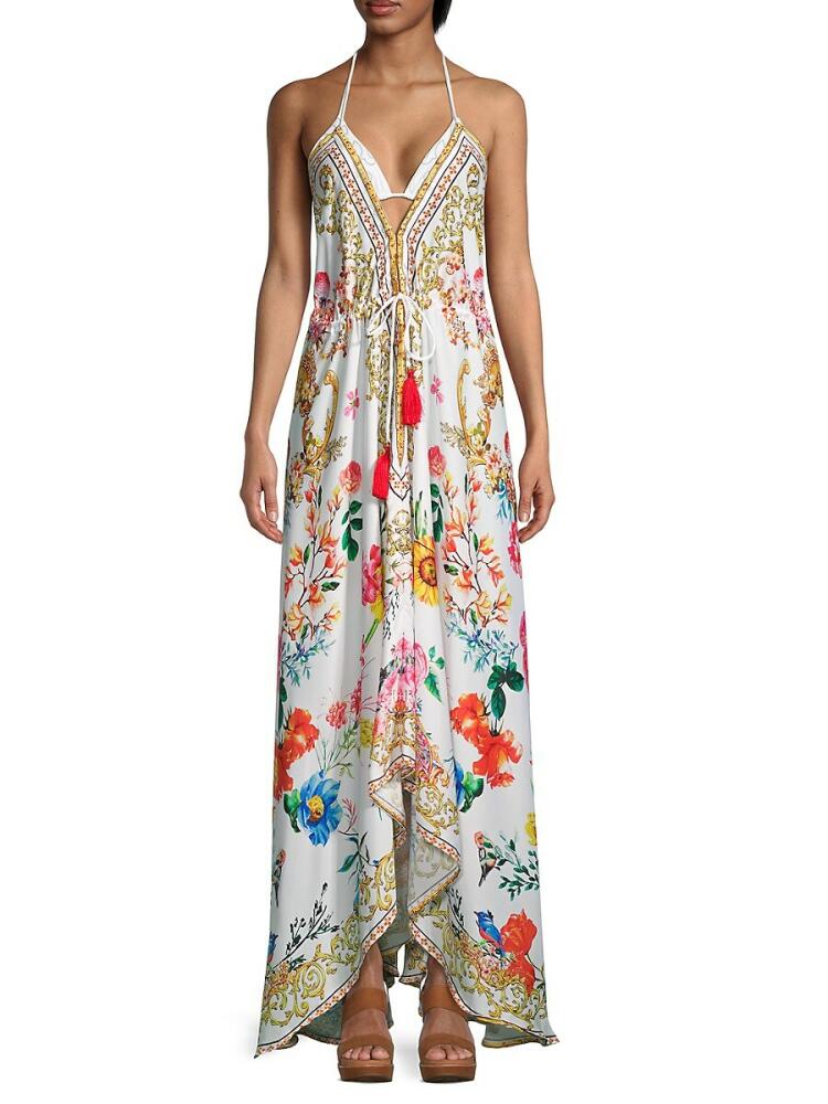 Ranee's Women's Halterneck Floral Maxi Dress - White Cover