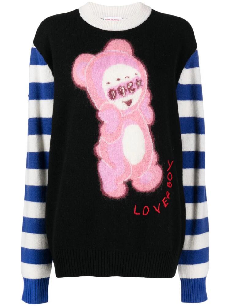 Charles Jeffrey Loverboy intarsia-knit jumper - Black Cover